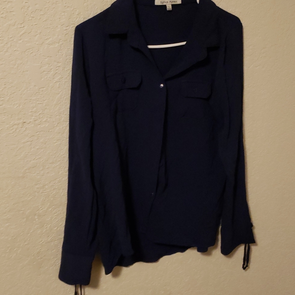 Buttoned up blue blouse